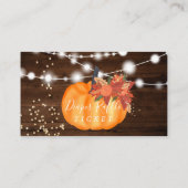 Carte De Visite Automne citrouille lampes à cordes diaper tombole (Dos)