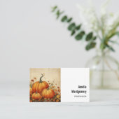 Carte De Visite Automne Rustique Orange Citrouille (Debout devant)