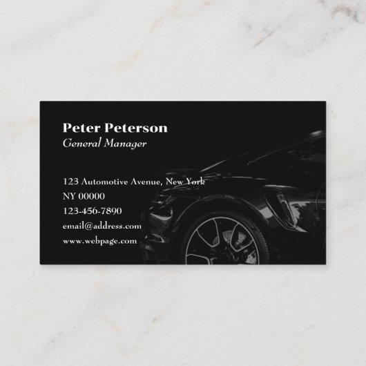 Carte De Visite Automobile de couleur noire (Dos)