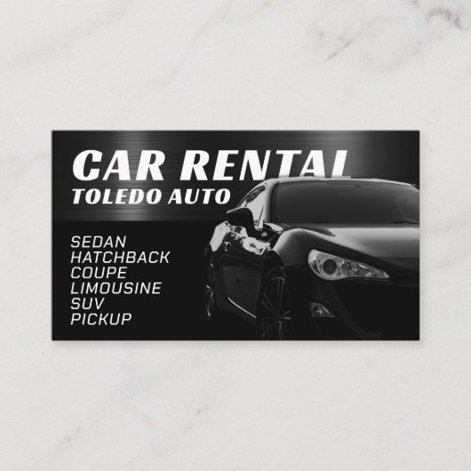 Carte De Visite Automobile de style noir et métallique (Devant)