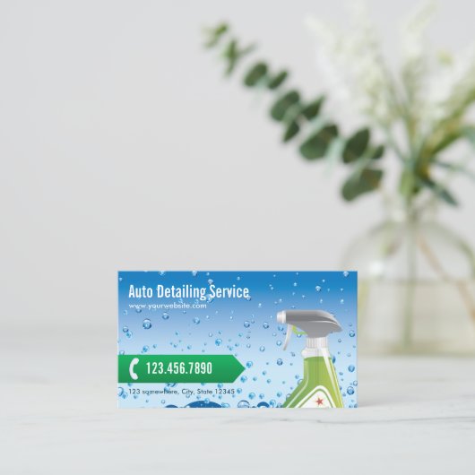 Carte De Visite Automobile détaillant le nettoyage professionnel (Debout devant)