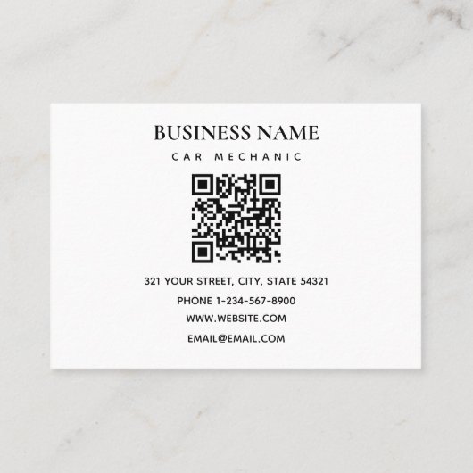 Carte De Visite Automobile Mécanicien Outils Automobile QR Code (Dos)