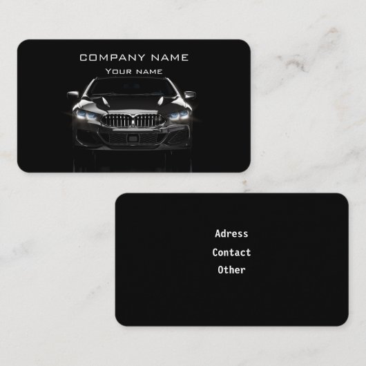 Carte de visite automobile moderne noir élégant (Devant / Derrière)