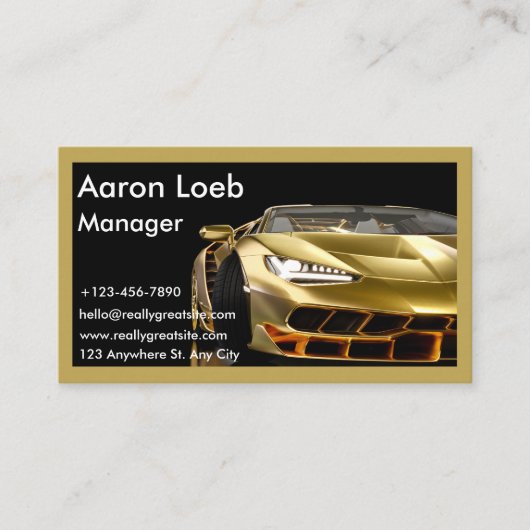 Carte de visite automobile noir et doré (Devant)
