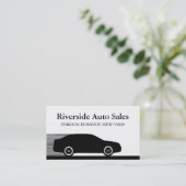 Carte de visite automobile rapide, noir (Debout devant)