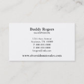 Carte de visite automobile rapide, noir (Dos)