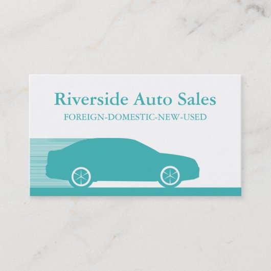 Carte de visite automobile rapide, Turquoise (Devant)