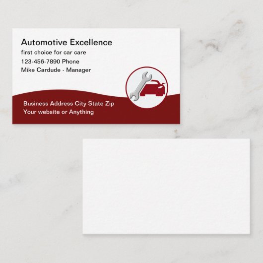 Carte De Visite Automotive Services Cool Business Card Design (Devant / Derrière)