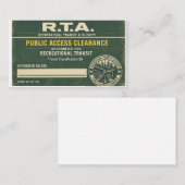 Carte De Visite Autorisation d'accès public R.T.A. (Devant / Derrière)