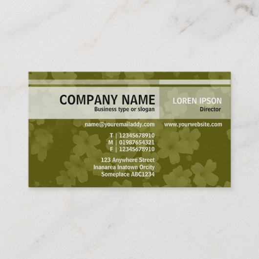 Carte De Visite Autres tons - Fleurs - Olive (Devant)