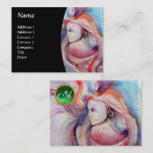 Carte De Visite AVALON Magie et mystère gemme monogramme noir vert (Devant / Derrière)