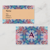 Carte De Visite AVALON PSYCHEDELIC monogramme, rose violet bleu (Devant / Derrière)