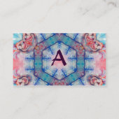 Carte De Visite AVALON PSYCHEDELIC monogramme, rose violet bleu (Dos)