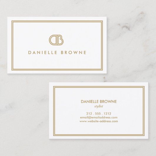 Carte De Visite AVANT GARDE ART DÉCO LOGO avec VOS INITIALES (Devant / Derrière)