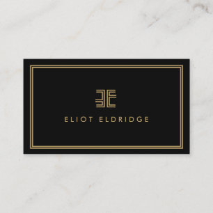 Carte De Visite AVANT GARDE ART DÉCO LOGO avec VOS INITIALES NOIR