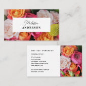 Carte de visite avec arrière - plan à fleurs. (Devant / Derrière)