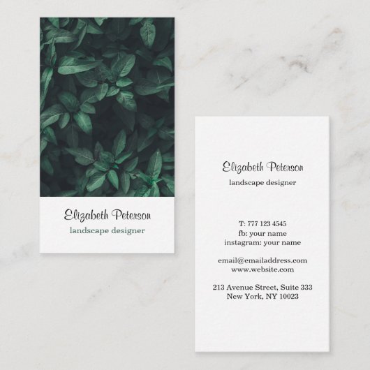 Carte de visite avec arrière - plan de fleurs (Devant / Derrière)