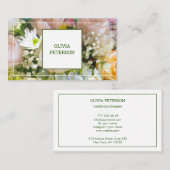 Carte de visite avec arrière - plan de fleurs. (Devant / Derrière)