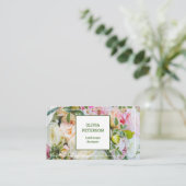 Carte de visite avec arrière - plan de fleurs. (Debout devant)