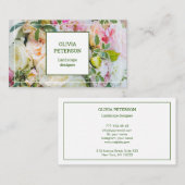 Carte de visite avec arrière - plan de fleurs. (Devant / Derrière)