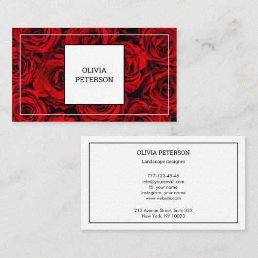 Carte de visite avec arrière - plan de fleurs. (Devant / Derrière)