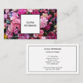 Carte de visite avec arrière - plan de fleurs. (Devant / Derrière)