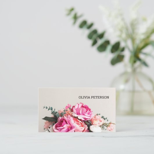 Carte de visite avec arrière - plan de fleurs. (Debout devant)