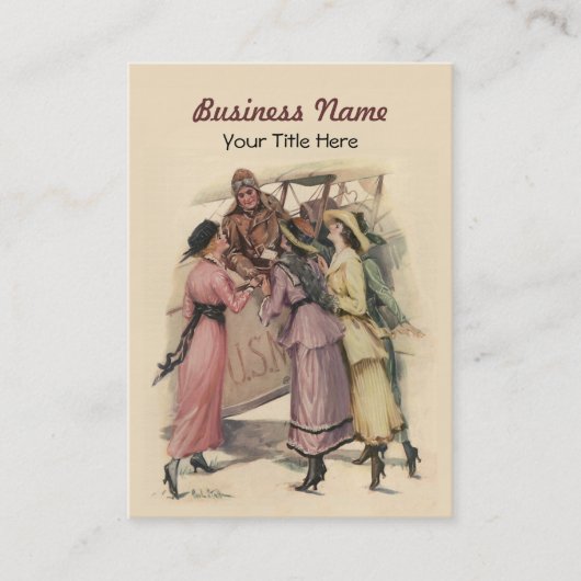 Carte de visite avec avion Vintage (Devant)