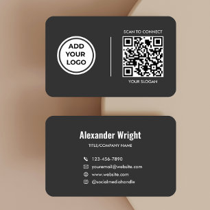 Carte de visite avec code de scan et logo gris
