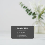 Carte de visite avec code de scan et logo gris (Debout devant)