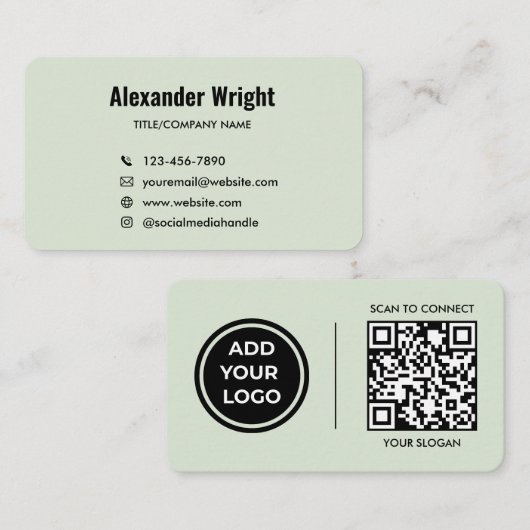 Carte de visite avec code de scan et logo vert sau (Devant / Derrière)