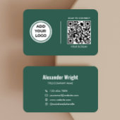 Carte de visite avec code de scan vert forêt