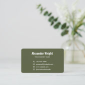 Carte de visite avec code de scan vert olive (Debout devant)
