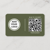 Carte de visite avec code de scan vert olive (Dos)