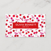 Carte de visite avec code QR Cerise & noeud (Devant)