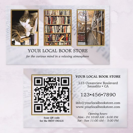 Carte de visite avec code QR de photo pour les liv
