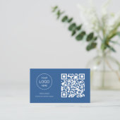 Carte de visite avec code QR | Design moderne bleu (Debout devant)