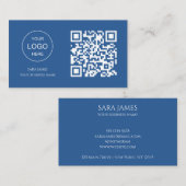 Carte de visite avec code QR | Design moderne bleu (Devant / Derrière)