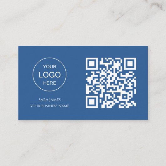Carte de visite avec code QR | Design moderne bleu (Devant)