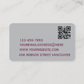 Carte de visite avec code QR | Design moderne gris (Dos)