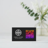 Carte de visite avec code QR | Design moderne noir (Debout devant)