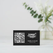 Carte de visite avec code QR | Design noir moderne (Debout devant)