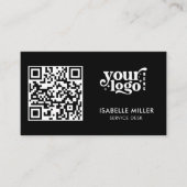 Carte de visite avec code QR | Design noir moderne (Devant)