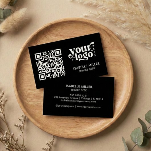 Carte de visite avec code QR | Design noir moderne