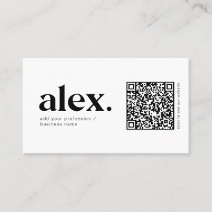 Carte de visite avec code QR en noir et blanc mode