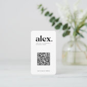 Carte de visite avec code QR en noir et blanc mode (Debout devant)