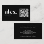 Carte de visite avec code QR en noir et blanc mode (Devant / Derrière)