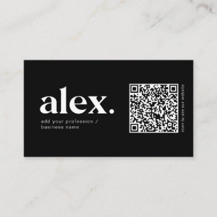 Carte de visite avec code QR en noir et blanc mode