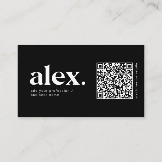 Carte de visite avec code QR en noir et blanc mode (Devant)