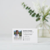 Carte de visite avec code QR et effet miroir éléga (Debout devant)